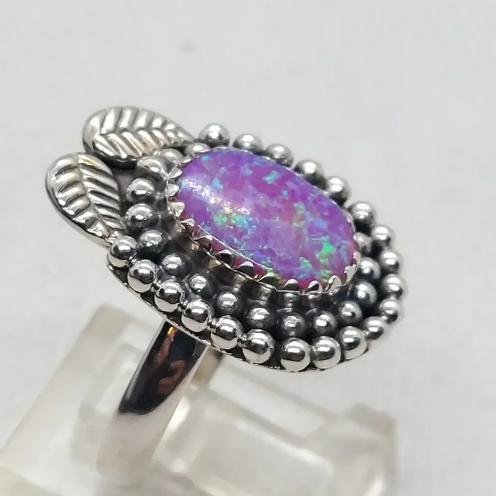 Ring opal 925 Sterling‎ silver  size 7.25